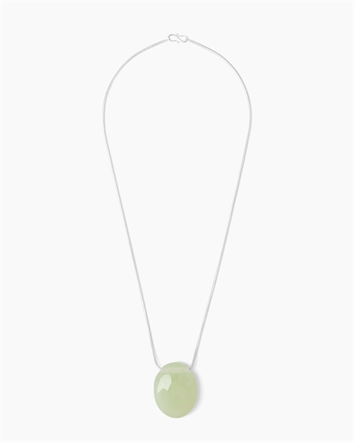 LIE STUDIO THE JULIA NECKLACE SILVER GREEN SERPENTINE 45 CM.